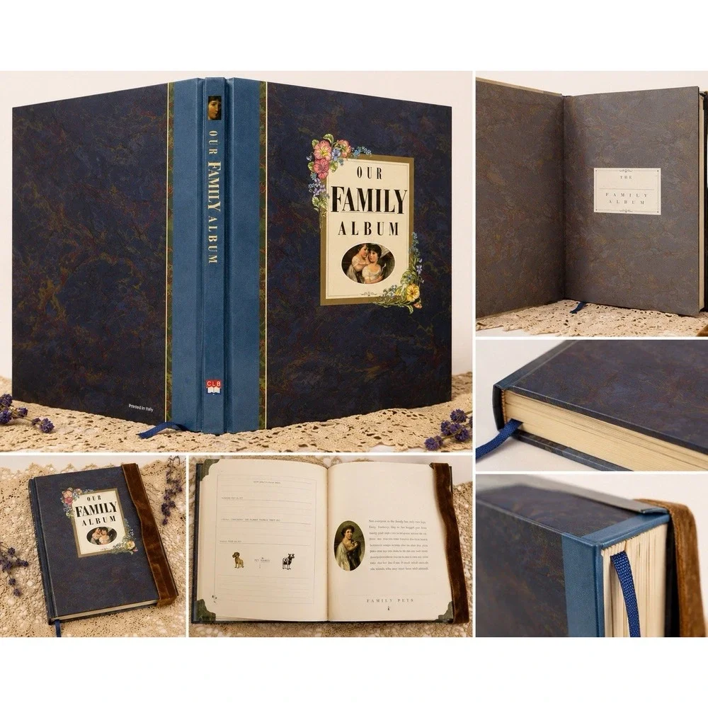 Vintage Italian Bound Family Keepsake Album - Romantic Heirloom Book